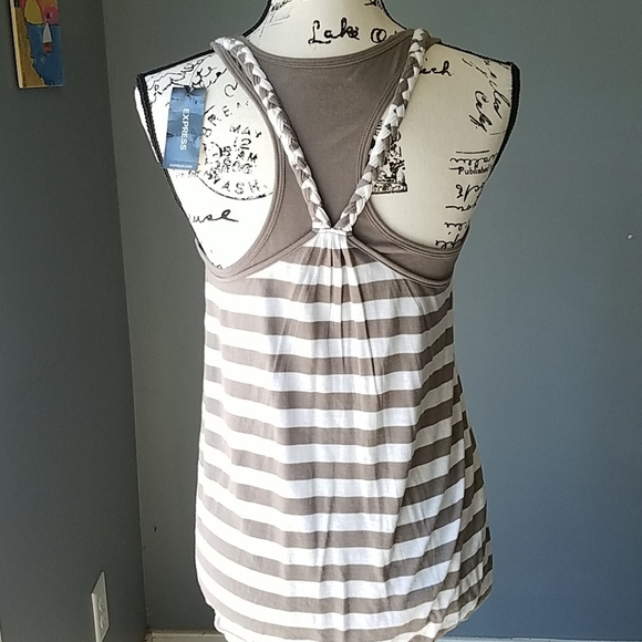 Express NWT Tank Razorback S Cream Taupe - Picture 2 of 6